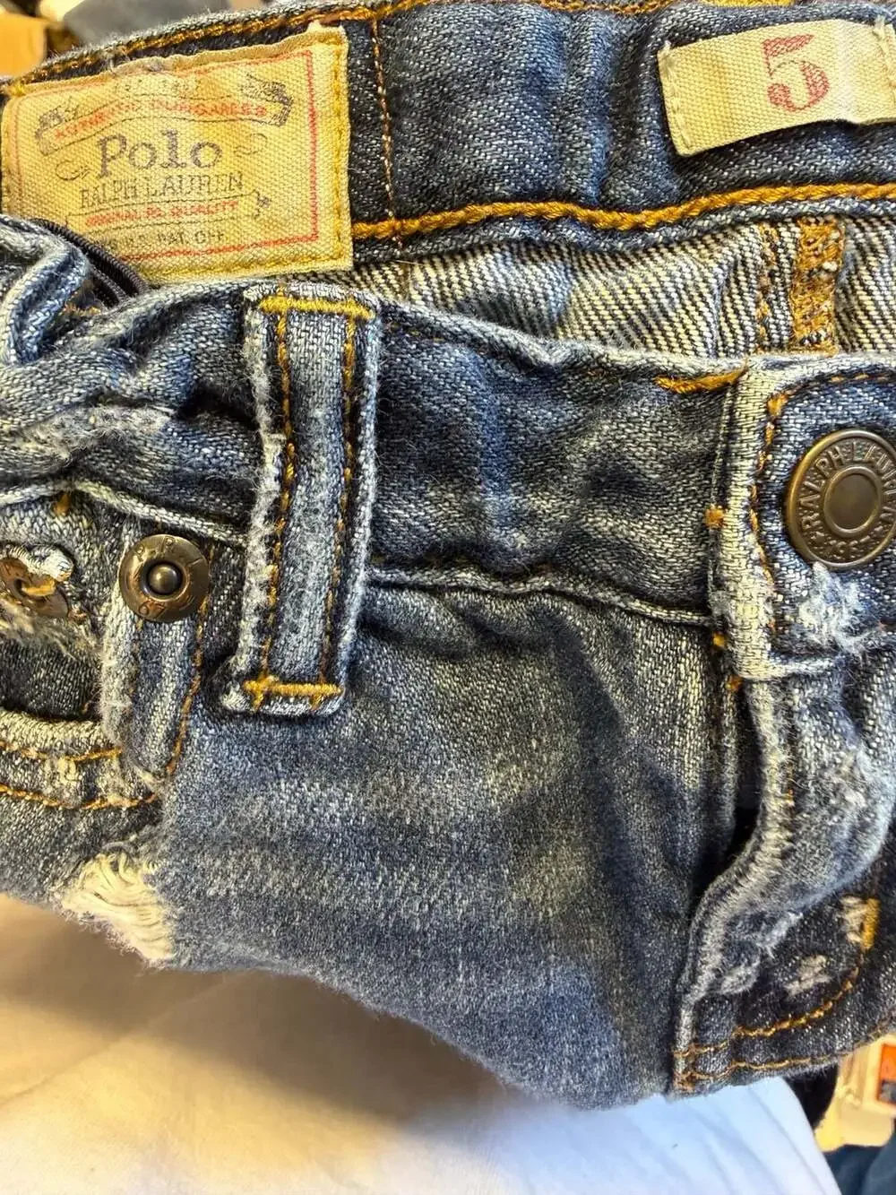 Polo Ralph Lauren Girls Distressed Patchwork Astor Slim Boyfriend Jeans Size 5